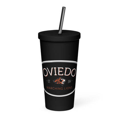 Oviedo HS Marching Band Insulated tumbler with a straw