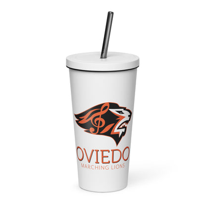 Oviedo HS Band Lion Head Insulated tumbler with a straw