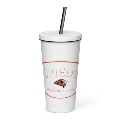 Oviedo HS Marching Band Insulated tumbler with a straw