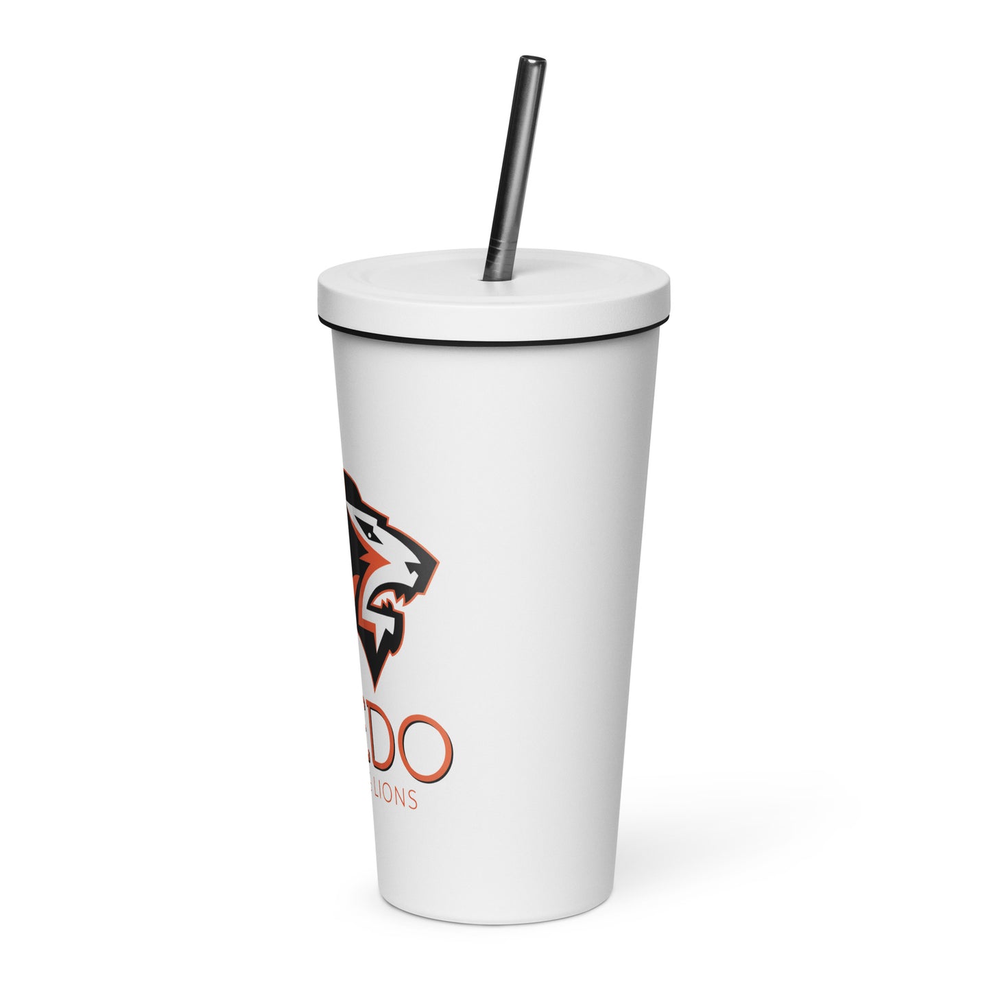 Oviedo HS Band Lion Head Insulated tumbler with a straw